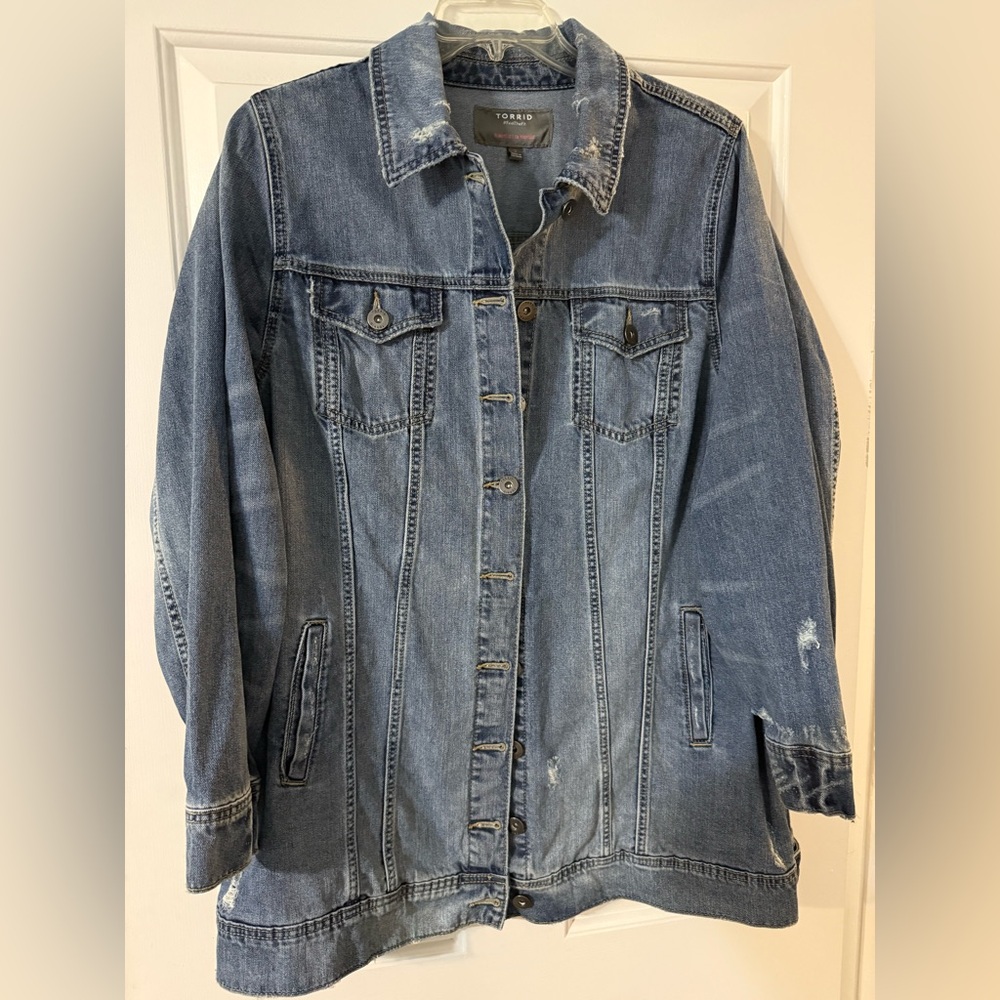 Like New Torrid 2X Long Blue Denim Jacket